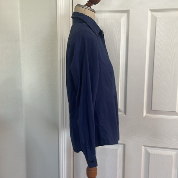 Coldwater creek long sleeve button-down navy blue shirt cotton stretch women 8 S - Picture 3 of 8